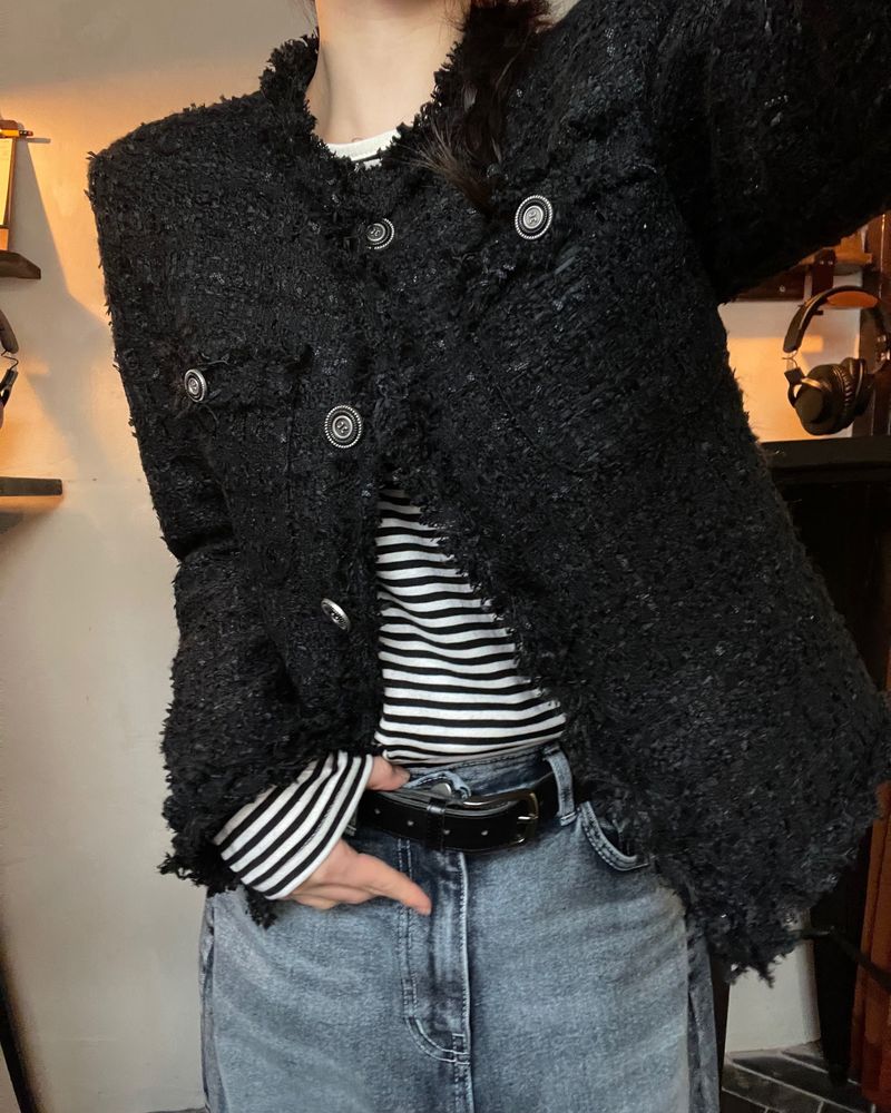 Round pocket tweed jacket
