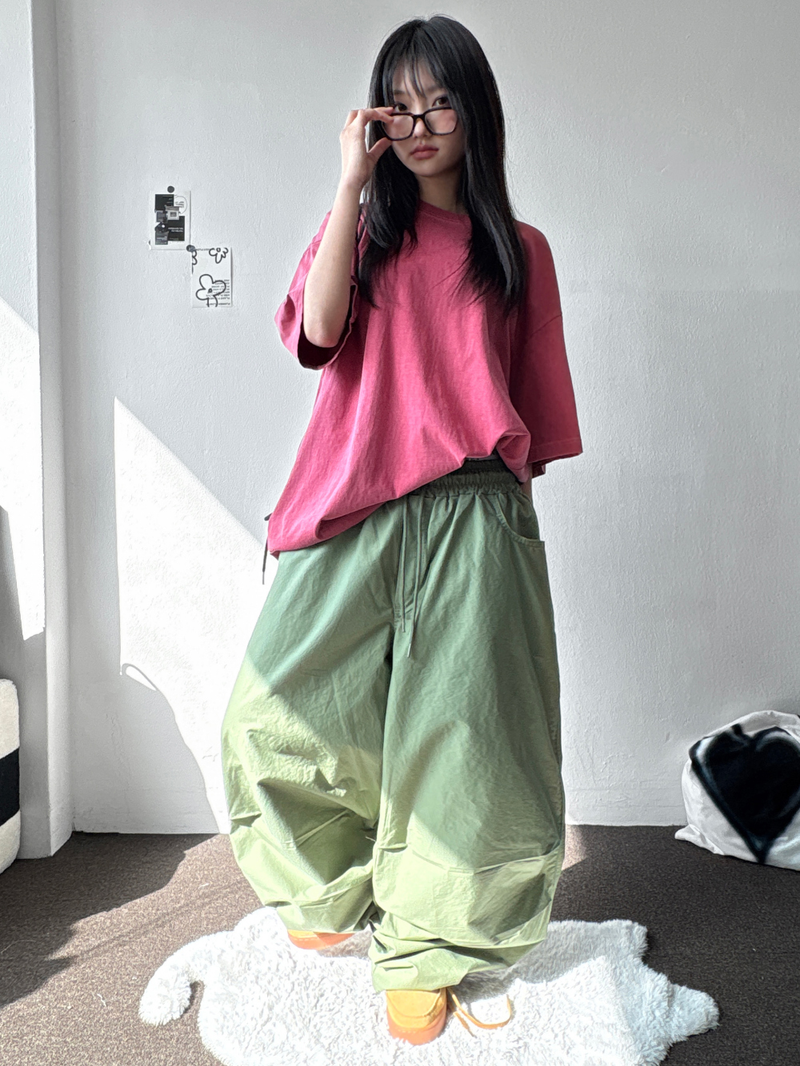 Billion Parachute Balloon Pintuck String Wide Long Pants 3 Colors 