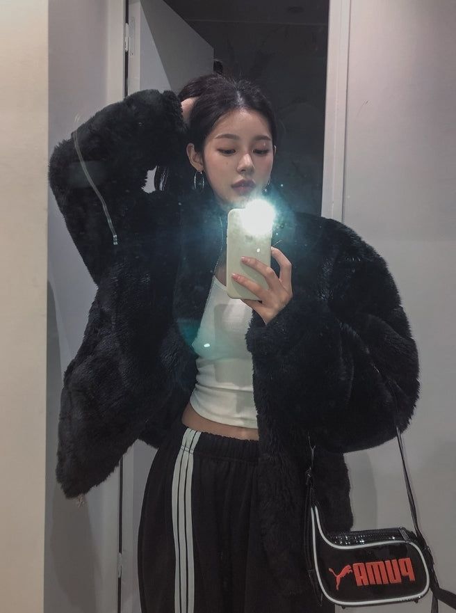 [PREMIUM/MADE] Oblique two-way fur jacket