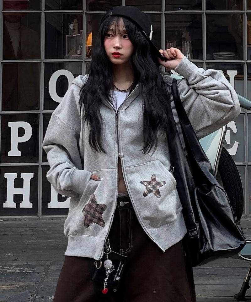 NOTUSUAL（ノットユージュアル）の「チェックポケット2WAYジップアップ - 2COLOR（トップス）」