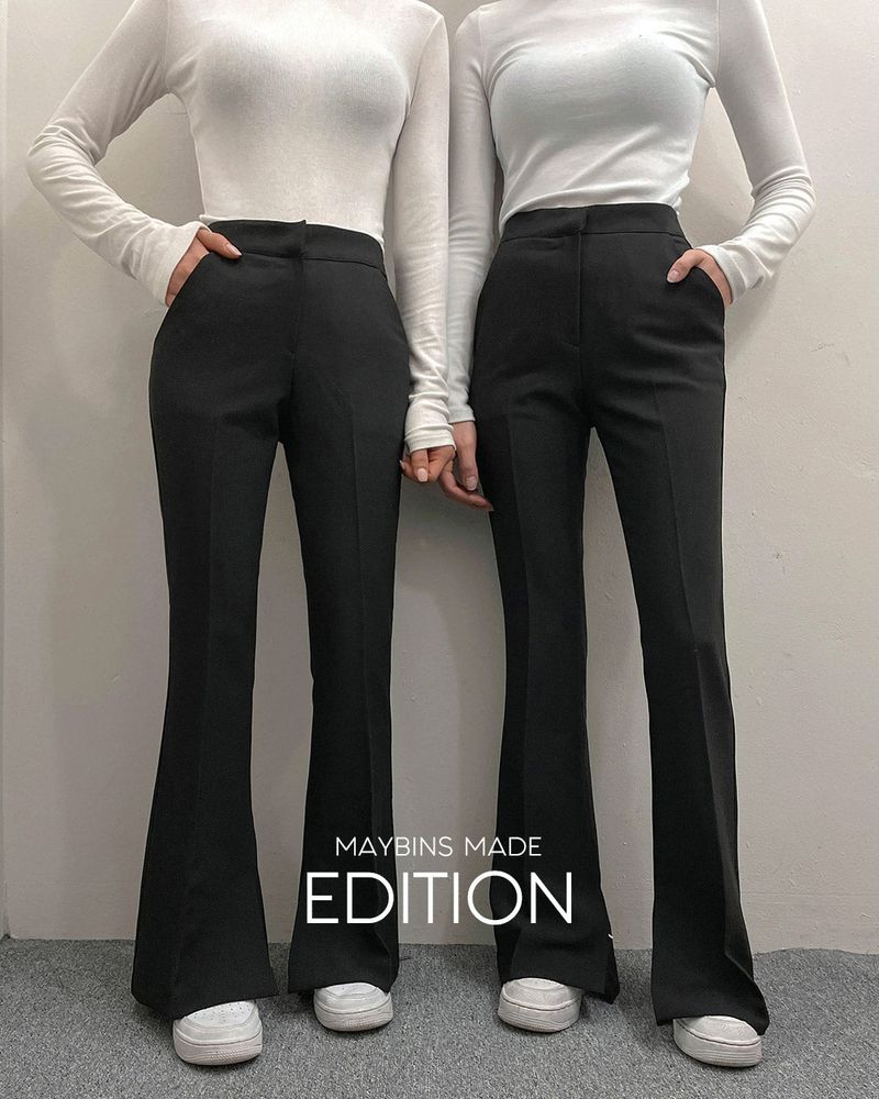 【MADE】Slit Hem High-Waisted Slacks