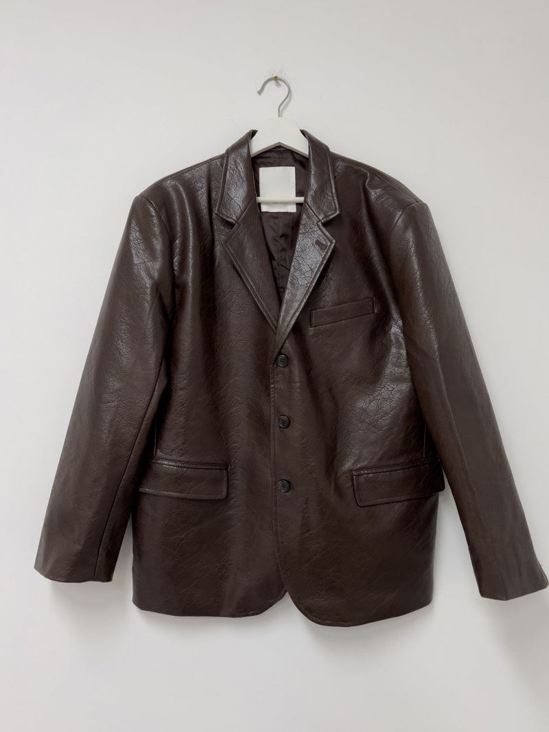 [unisex] Crack Single Leather Over Fit Jacket