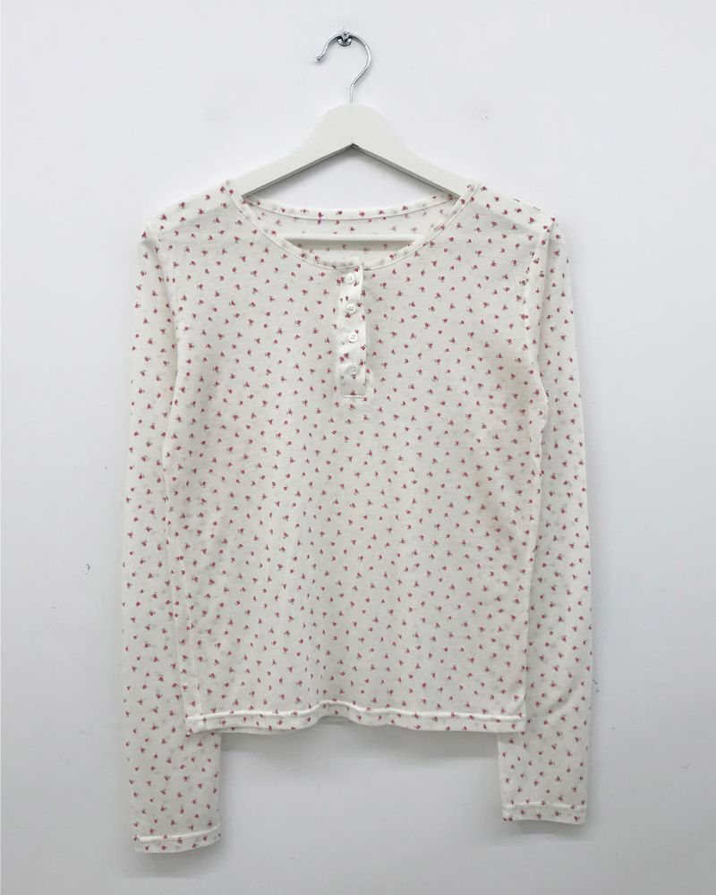 Floral Henley Neck Long Sleeve (4color)