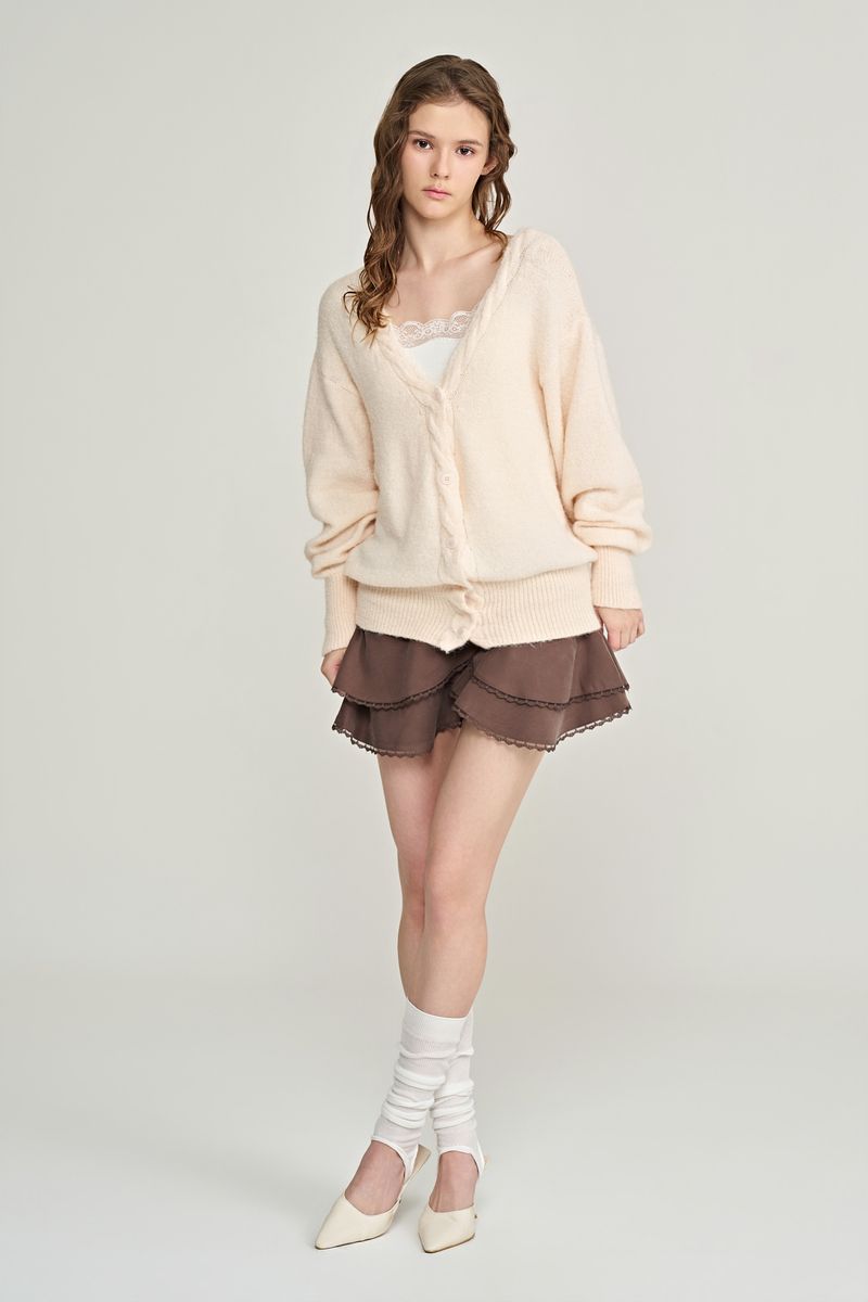 Souffle deep v-neck cardigan, Pink