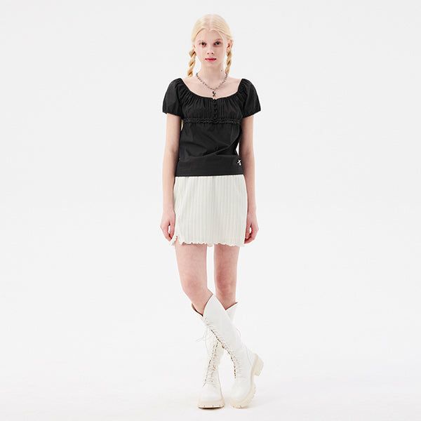 SMALL CHERRY POPPLE KNIT SKIRT [IVORY]