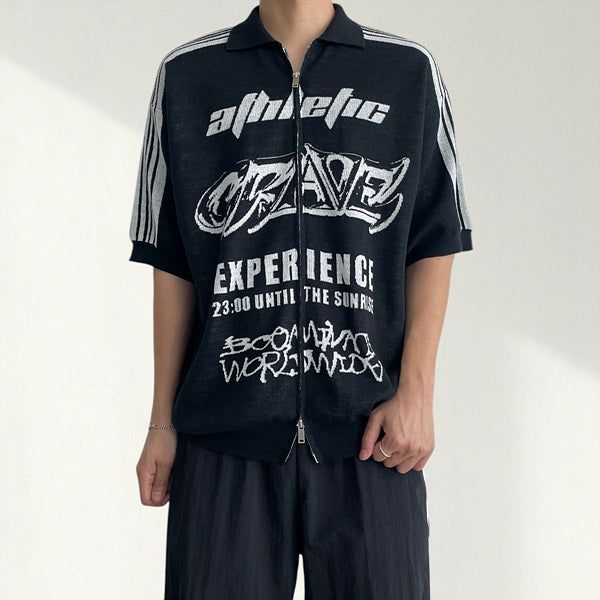 voarc（ボアク）の「JOHNS Track Short-Sleeved Knitwear Collar Zip-up (2 colors)（Tops）」