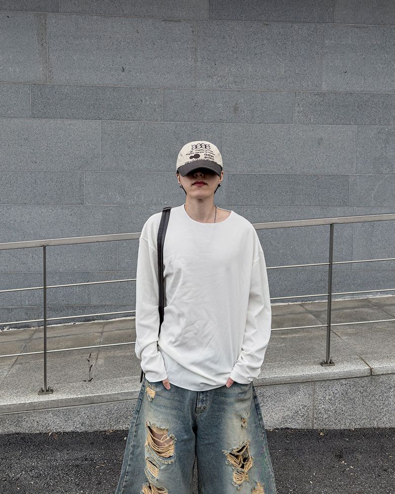 シアーローエッジワッフルロングスリーブ