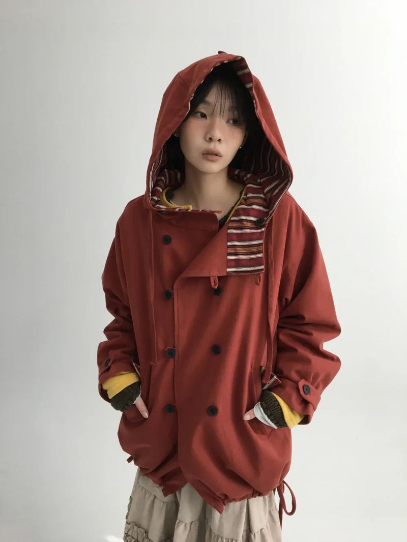 Hapo Button Hooded Short Field Jacket (2color)