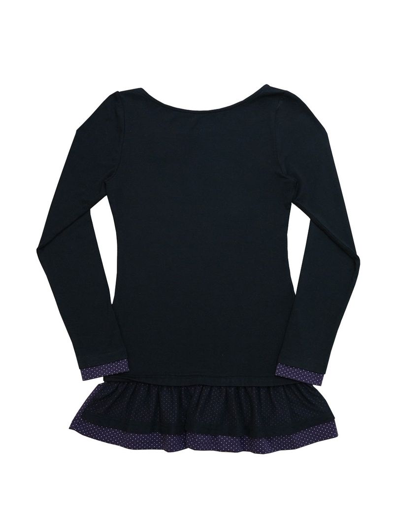 dot frill layered top / black