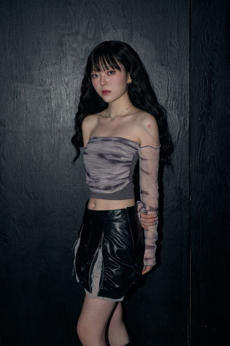 マーブルオフショルダートップ