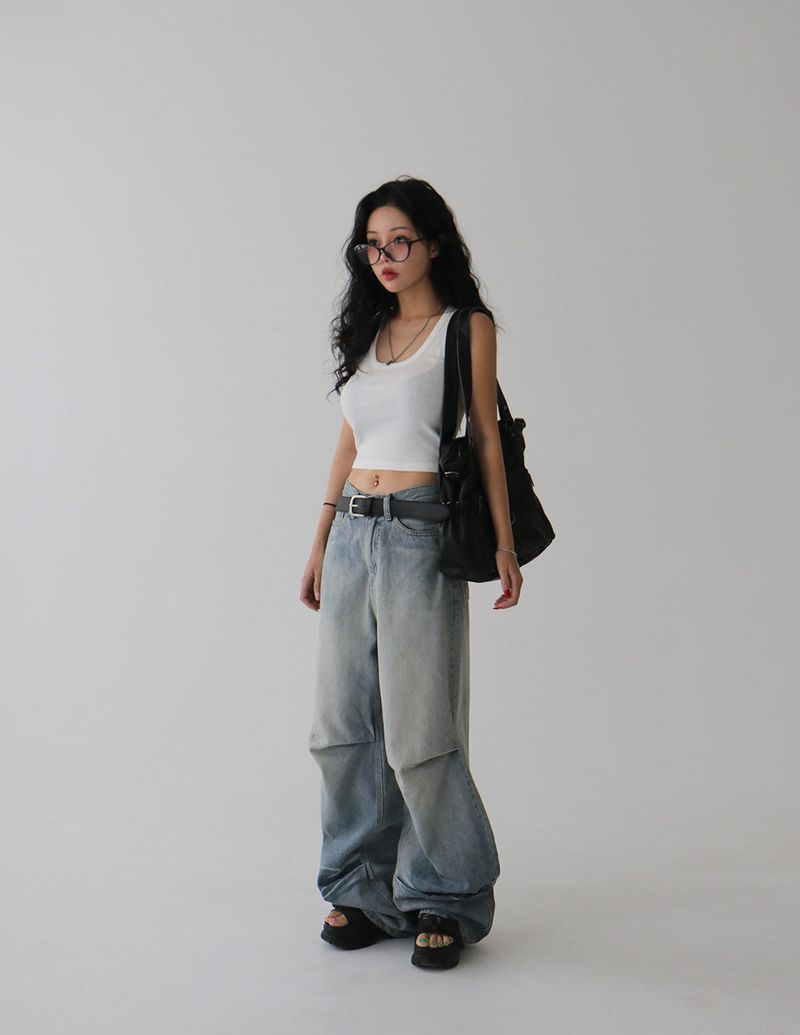Insider pintuck wide jeans
