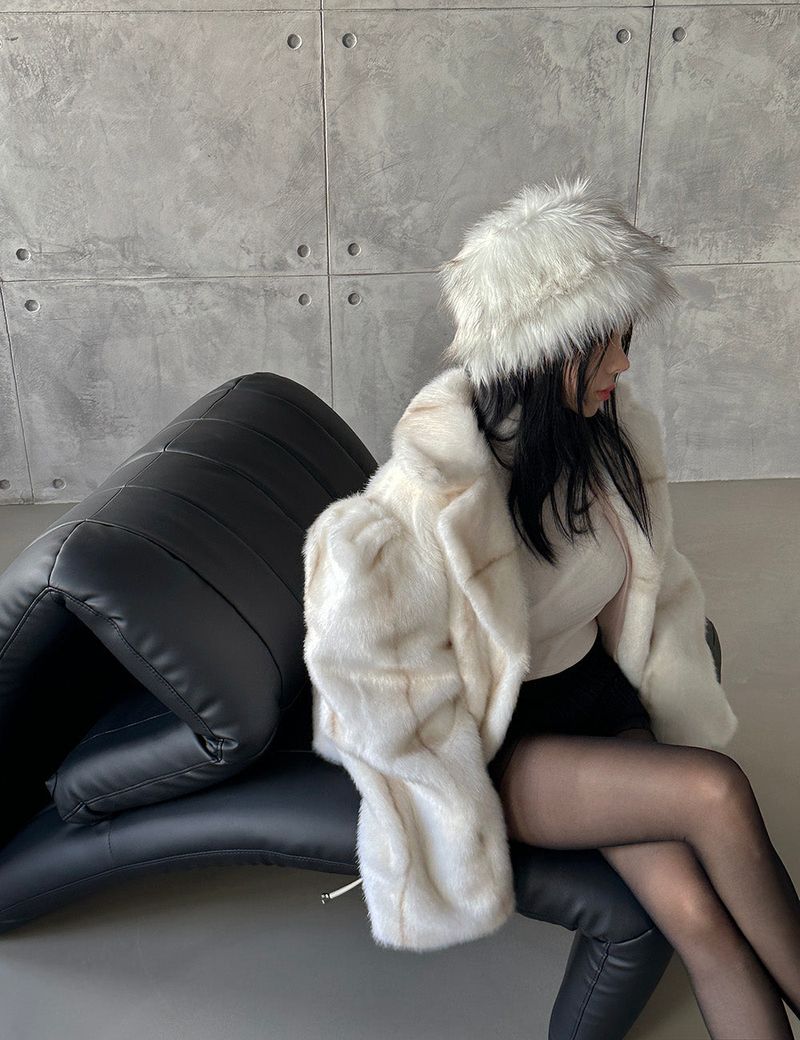 Raccoon Mix Fake Fur Bucket Hat