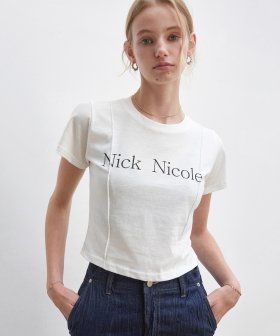 NICK&NICOLE（ニック＆ニコール）の「NICOLE PINTUCK CROP TEE_WHITE（Tops）」