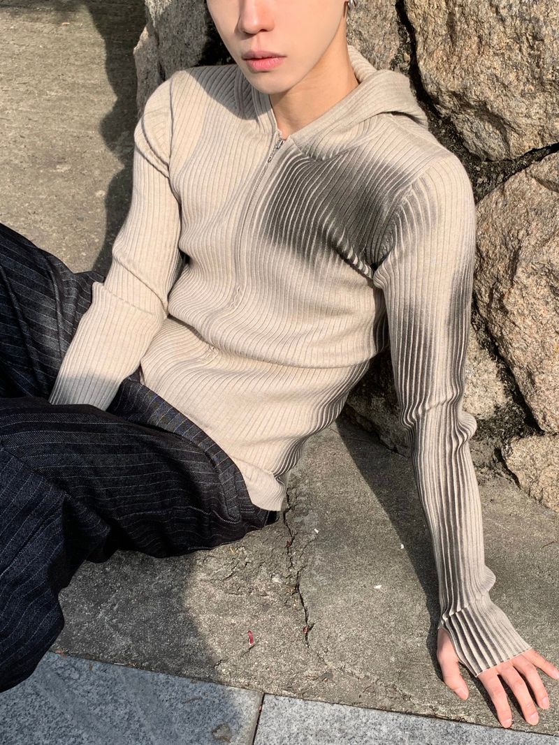 Kennen Spray Hooded Knit Zip-Up 2C