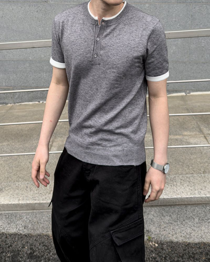 Eren Layered Henley Neck Knit