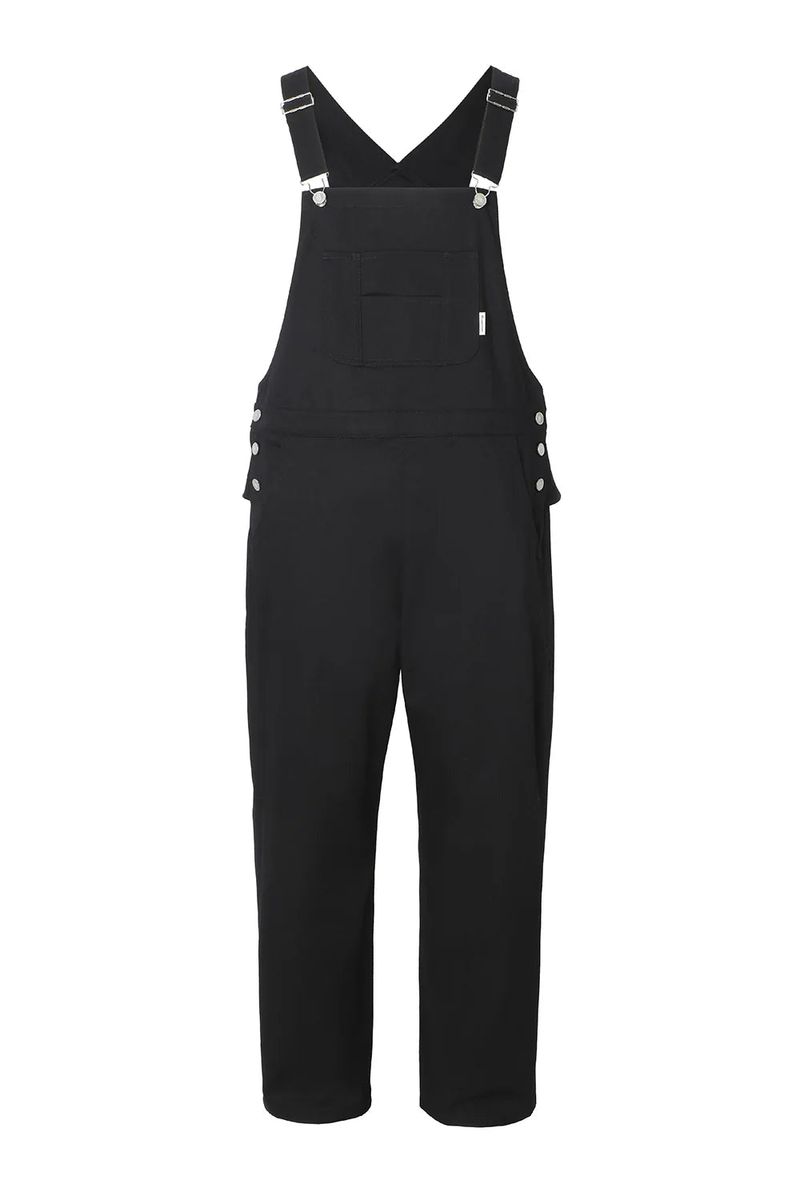 Frill baggy overalls - black