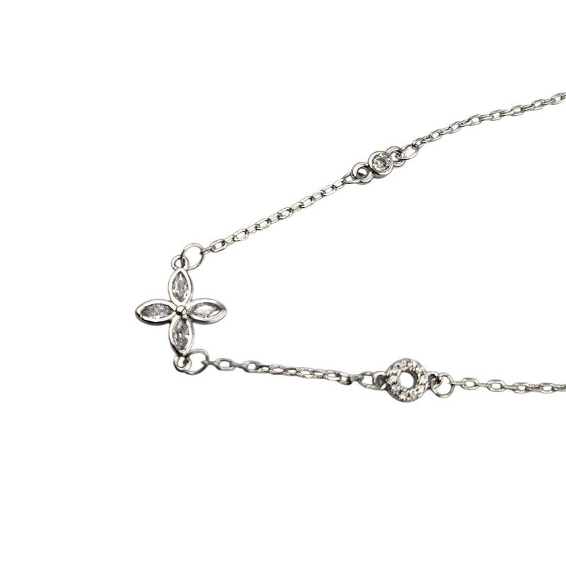 Vintage Silver Crystal Flower Bracelet