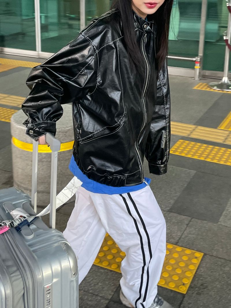 Sewing two-way leather jacket