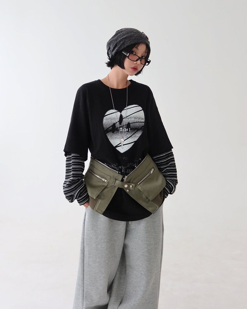 ST Short-Sleeved Layered Sweatshirt