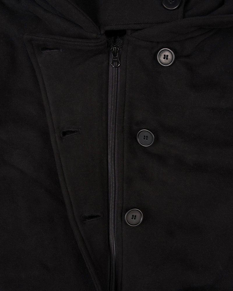HIGH NECK HOOD ZIP UP BLACK