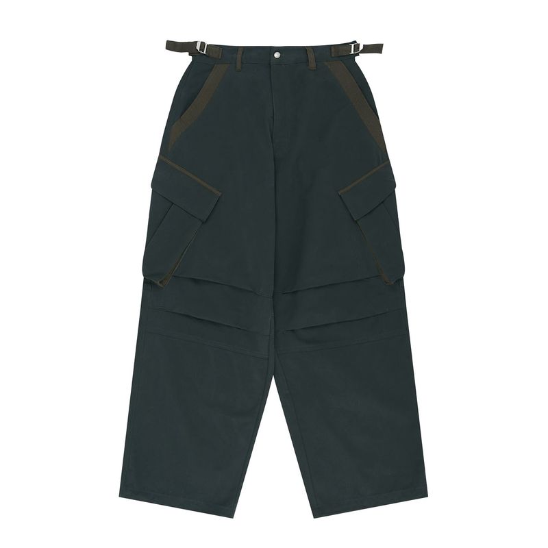 Peach Cotton Cargo Pants - Charcoal