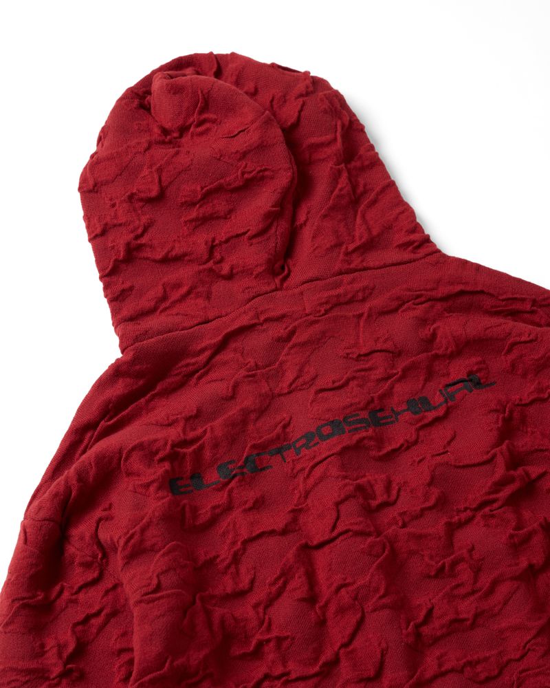 WRINKLE KNIT RED HOODIE