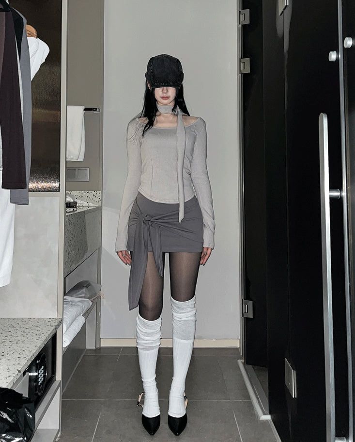 Drape wrap skirt pants