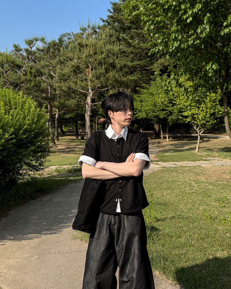 Ruric Rib Snap Half Sleeve Cardigan