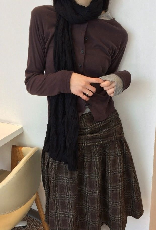 Glen check midi skirt