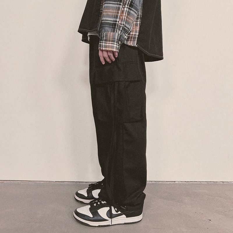 strap elastic pants_black