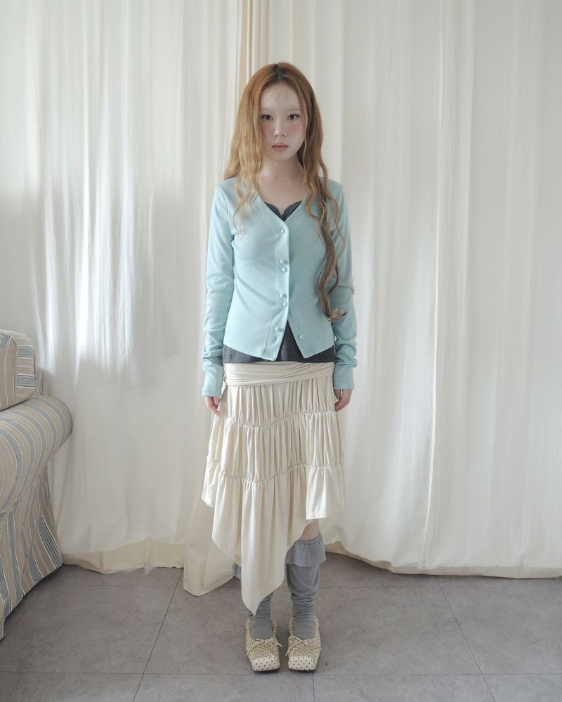 KHAN DRAPE SHIRRING UNBALANCED SKIRT