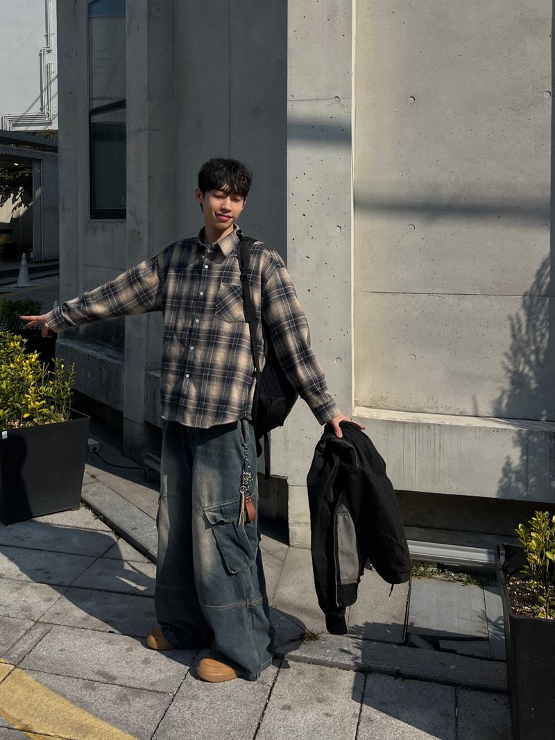 Rough Denim String Cargo Pants
