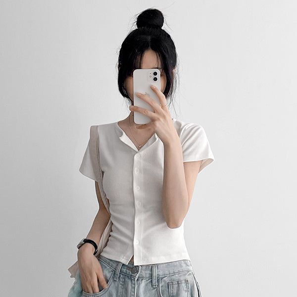 Button Short Sleeve Cardigan (3 colors) 