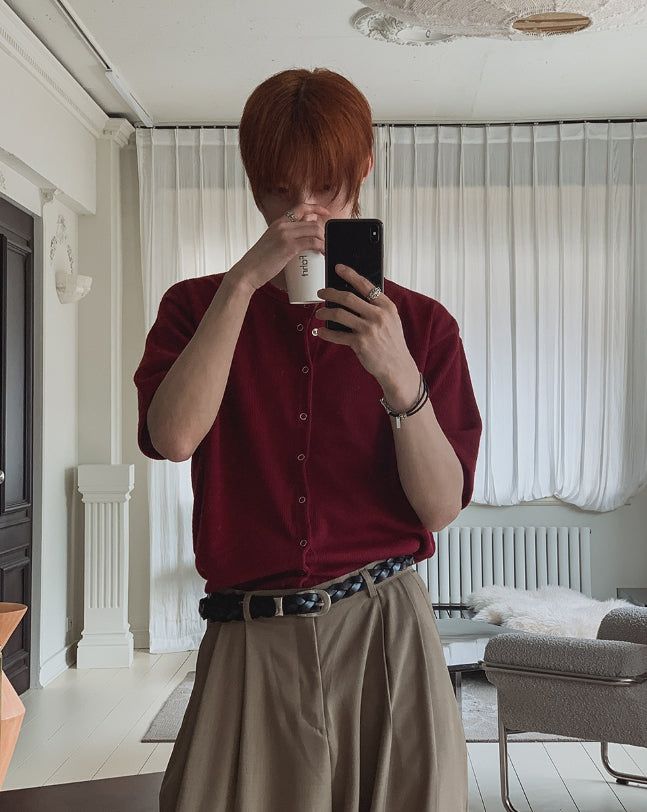 [1+1] Snapd Round Short Sleeve Cardigan