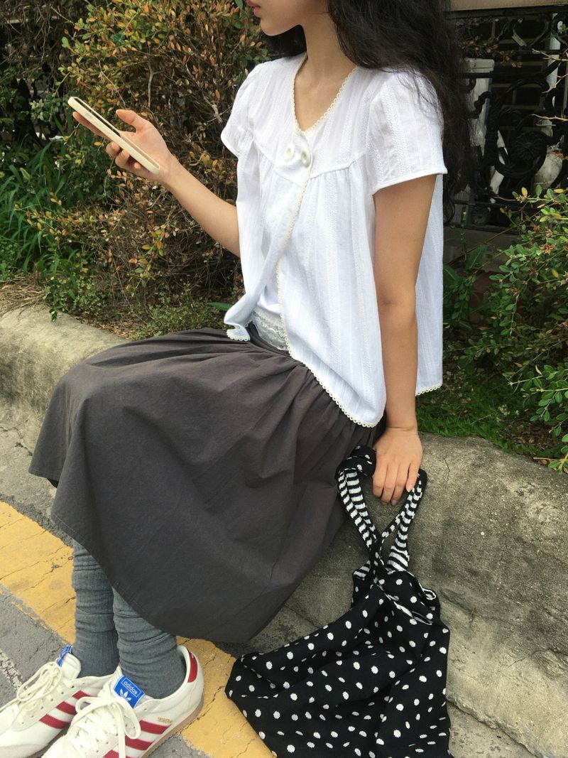 Button Midi Skirt