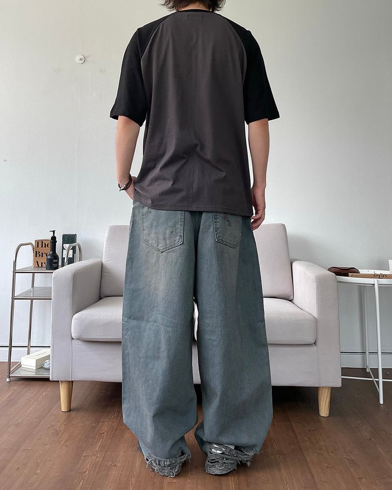 Damage Washing Denim Pants