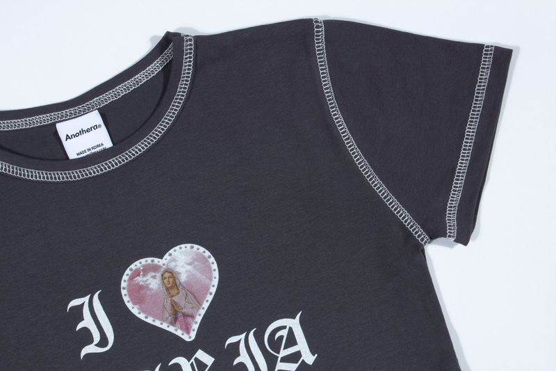 CONTRAST CROP TOP Charcoal