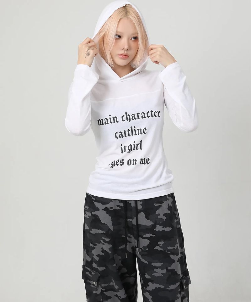 Lettering Hood Long Sleeve