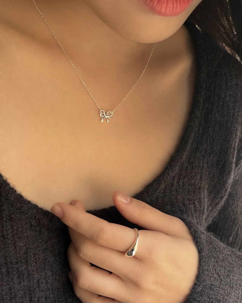 Fondu ribbon necklace (silver)