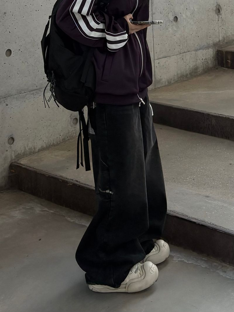 back cross carpenter denim pants