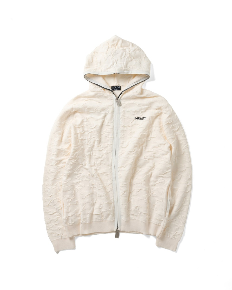 WRINKLE KNIT WHITE HOODIE