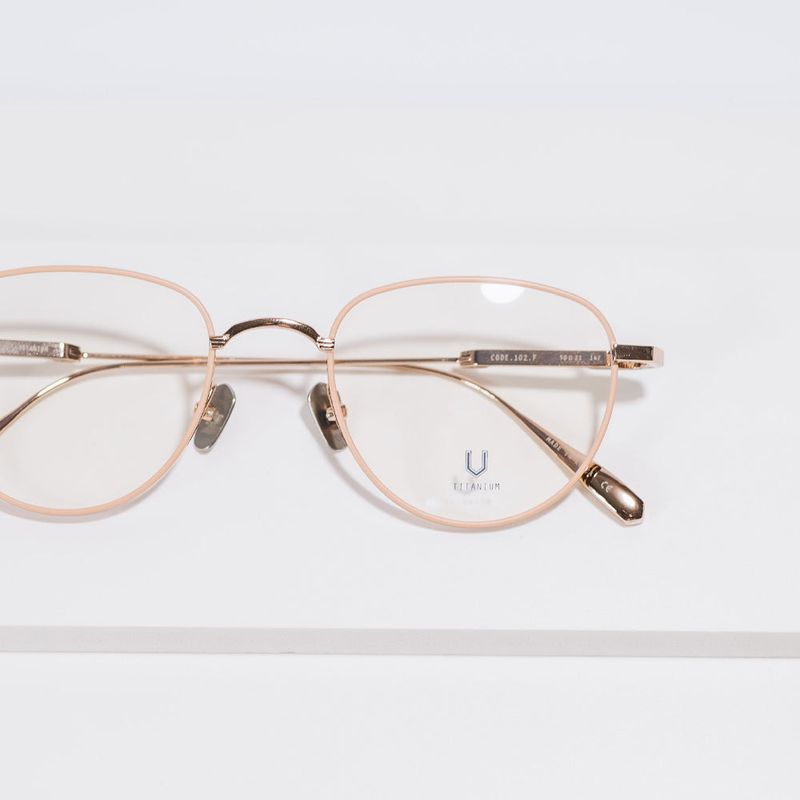 Knouun Round titanium glasses CODE. 102. F Rose Gold