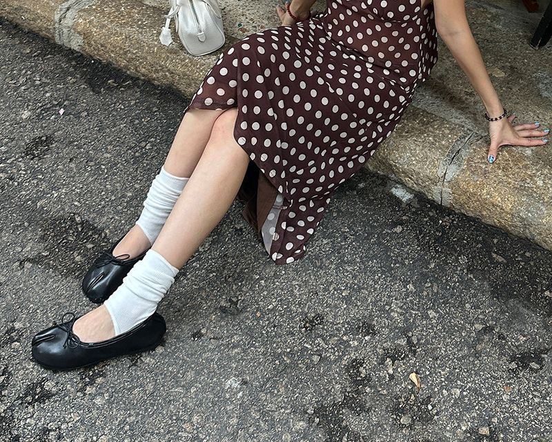 Chocolat Ribbon Dot Midi Skirt