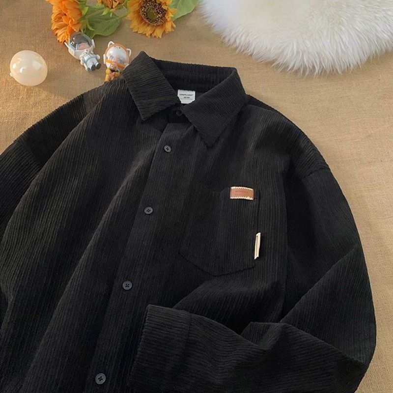 [Unisex] Corduroy Pocket Layered Long Sleeve Shirt (3 colors)