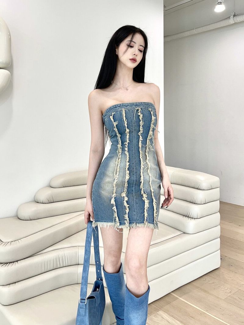 [High quality] 853. Jen damage denim top ops