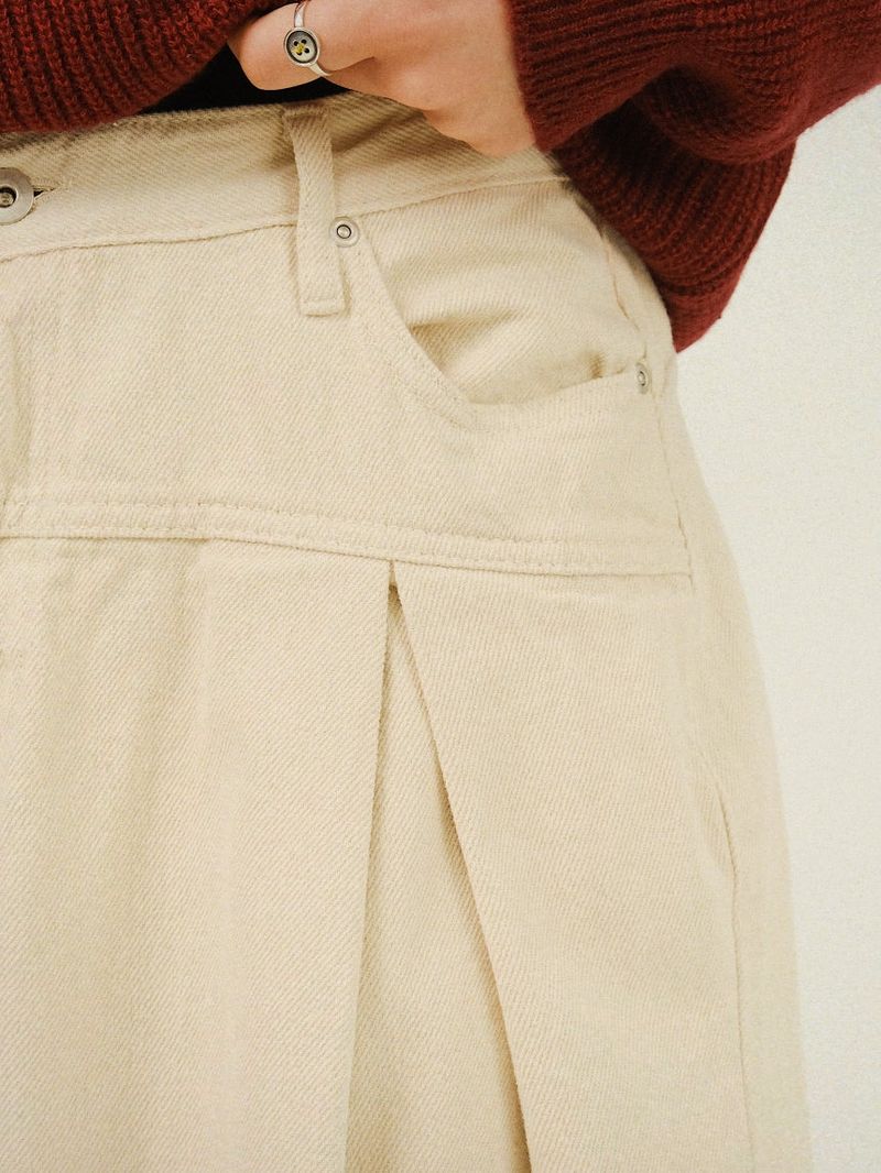 DE Side One-tuck Fleece Cotton Balloon Pants