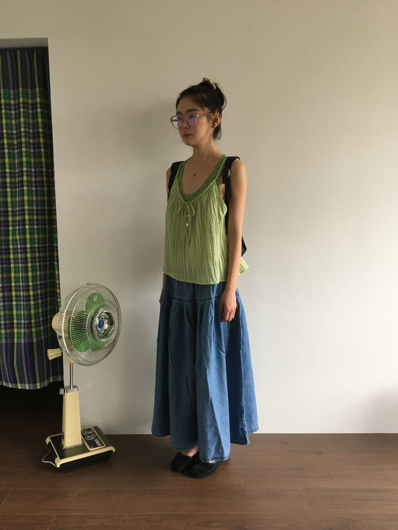 Mori denim long skirt (1color)