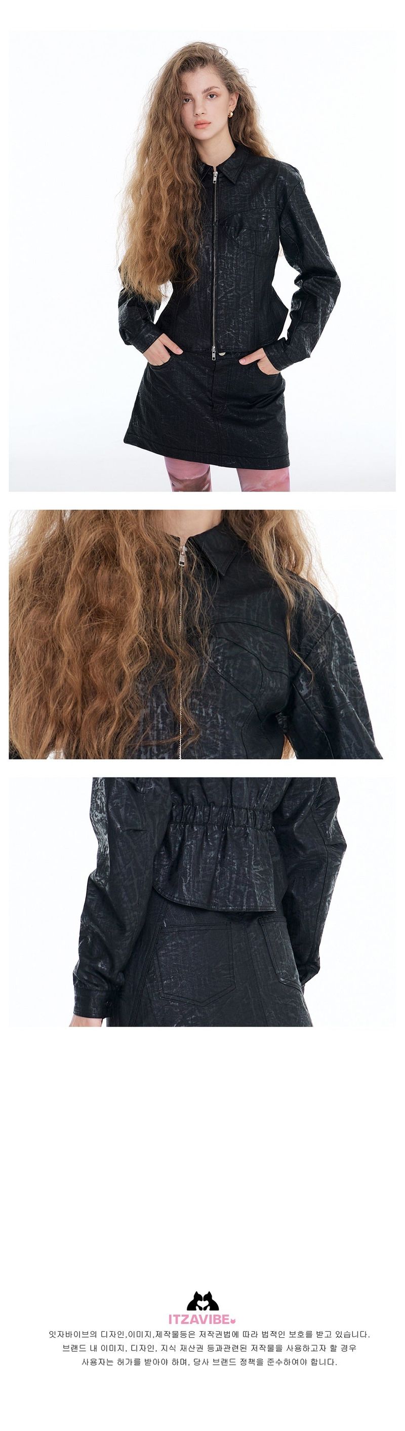 [ICC22WJK09BK] CORSET SHORT JACKET - BLACK