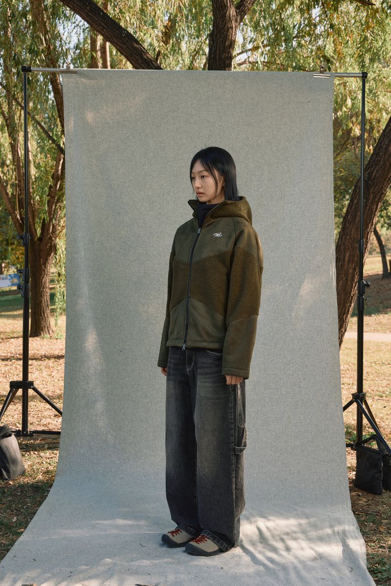 FLEECE HOODIE ZIP-UP [KHAKI]