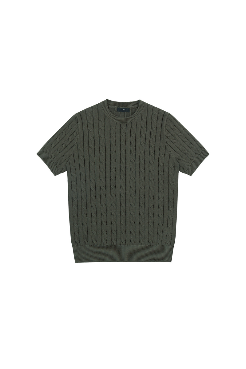 ケーブル ニット クルーネックTシャツ